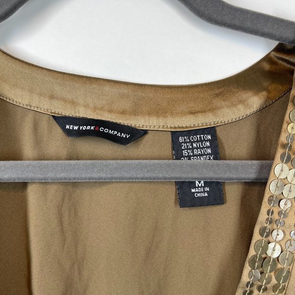 New York & Company Women's Sequin Grecian Style Embellished Blouse Size M - Picture 2 of 3